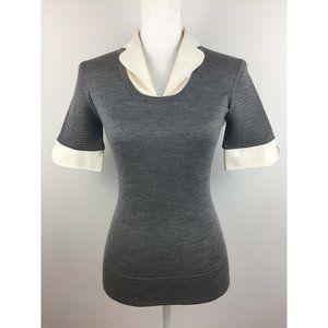 RENA LANGE VIRGIN WOOL SHORT SLEEVE TOP Size S Made in Germany
